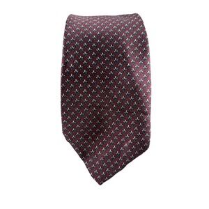 Christian Dior‎ Cravates Mens Silk Tie Burgundy Red Floral Geometric VTG Paris